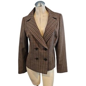 Semantiks Size 12 Brown Blazer Plaid Wool Blend